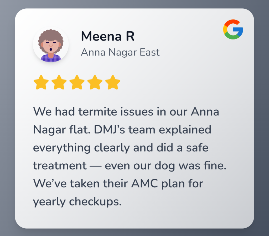 Pest control testimonial - Meena R