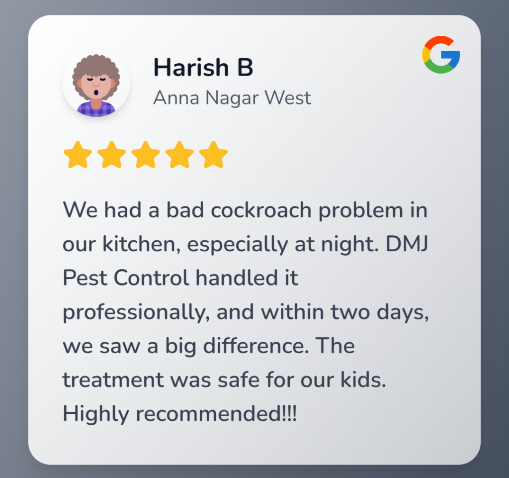 Pest control testimonial - Harish
