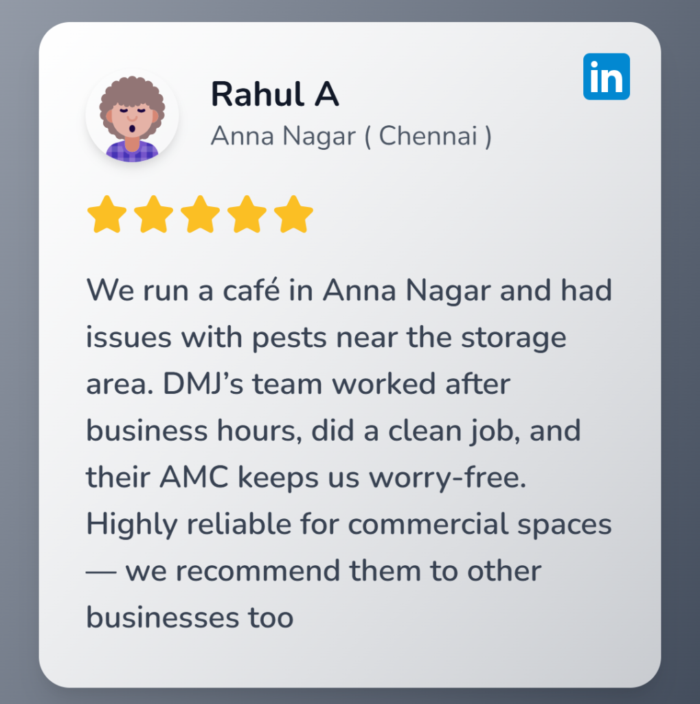 Pest control testimonial - Rahul
